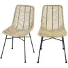 Rendez vous déco Lot de 2 chaises en rotin Naturel et Pieds en métal