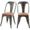 RENDEZ VOUS DECO Chaise en métal gris et cuir synthétique marron (lot de 2) - Charly TU