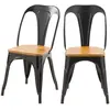 Rendez-vous Déco - Lot de 2 chaises en métal noir et bois d'orme - yoanna