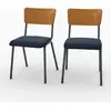 RENDEZ VOUS DECO Chaise en bois foncé et velours bleu (lot de 2) - Nico TU