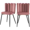 RENDEZ VOUS DECO Chaise en velours rose et pieds en métal noir (lot de 2) - Rosy TU
