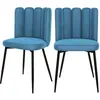 RENDEZ VOUS DECO Chaise en velours bleu et pieds en métal noir (lot de 2) - Rosy TU