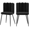 Rendez vous déco Lot de 2 chaises en Velours Noir et Pieds en métal Noir