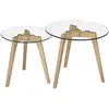 Rendez-Vous Déco Tables basses rondes en verre et bois d'hévéa (lot de 2)