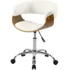 Rendez-vous Déco - Chaise de bureau pivotante en bois et pu blanc - basile
