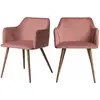RENDEZ VOUS DECO Chaise avec accoudoirs en velours rose (lot de 2) - Daisy TU