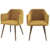 RENDEZ VOUS DECO Chaise avec accoudoirs en velours jaune moutarde (lot de 2) - Daisy TU