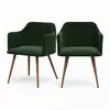 RENDEZ VOUS DECO Chaise avec accoudoirs en velours vert foncé (lot de 2) - Daisy TU