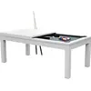 Mister Babyfoot Table de Billard Eddie convertible blanche tapis gris