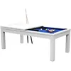 Mister Babyfoot Table de Billard Eddie convertible blanche tapis bleu