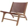 Rendez-vous Déco - Fauteuil en teck et cuir lisse marron - kuna
