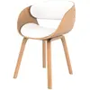 Rendez-vous Déco - Chaise en bois clair et pu blanc - adelmar
