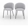 Rendez Vous Deco Chaise en tissu gris clair et pieds en métal noir (lot de 2) - Victoria TU