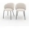 Rendez Vous Deco Chaise Victoria en tissu beige et pieds en métal noir (lot de 2)