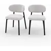 Rendez-Vous Déco Chaise en tissu gris clair chiné et pieds en métal noir (lot de 2)
