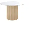 RENDEZ VOUS DECO Table ronde 4 personnes en marbre blanc et bois de manguier D120 cm