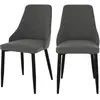 RENDEZ VOUS DECO Lot de 2 chaises en tissu gris foncé et pieds en métal - pipo Pipo