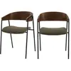 Rendez Vous Deco Chaise en velours vert kaki et bois de noyer (lot de 2) - ESMÉE