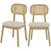 RENDEZ VOUS DECO Lot de 2 chaises en bois clair, tissu beige et rotin synthétique - MARIA