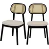 RENDEZ VOUS DECO Lot de 2 chaises en bois noir, tissu beige et rotin synthétique - maria