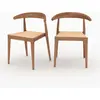 Chaise alia en bois de teck et cannage en rotin (lot de 2) Alia