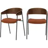 Lot de 2 chaises en velours terracotta et bois de noyer-Esmée  