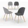 Pack 4 chaises en tissu gris foncé et gris clair-Cozy gris Unique