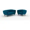 Rendez Vous Deco Pack canapé et fauteuil en velours bleu Mona 3 places