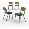 Rendez Vous Deco Pack 4 chaises Nico en velours bleu et vert