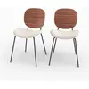 Chaise - RENDEZ VOUS DECO - Beige chiné - Tissu - Bois massif - Lot de 2