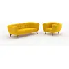 Ensemble canapé et fauteuil en velours jaune 4 places - mona Mona