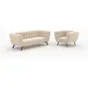 Ensemble canapé et fauteuil en velours beige 4 places - mona Mona
