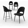 Pack 2 chaises et 2 chaises de bar 65 cm en velours noir - Pénélope