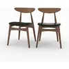 Lot de 2 chaises en cuir synthétique noir et bois d'hévéa