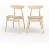Lot de 2 chaises en tissu beige et bois d'hévéa - josette Josette