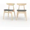 Lot de 2 chaises en tissu gris et bois d'hévéa - josette Josette