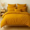 Home collection Blanc Passion - Parure housse de couette unie jaune safran 260x240 cm
