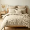 Home collection Blanc Passion - Parure housse de couette unie grège 260x240 cm