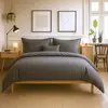 Home collection Blanc Passion - Parure housse de couette unie gris foncé 260x240 cm