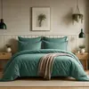 Home collection Parure Housse De Couette - 100% Coton 57fils - Bleu Canard