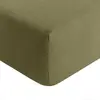 Drap housse 100% lin lavé uni vert 200 x 200 cm