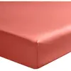 HOME COLLECTION Drap housse - HOUSSE DE RÊVE - 140x190 cm - Satin de coton - Rouge - Lavable en machine