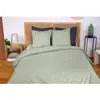 Baton Rouge - Parure housse de couette  en percale de coton vert sauge...