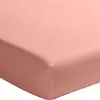 Baton Rouge - Drap housse en percale de coton lavé bonnet 30 cm rose poudré 140x190 cm