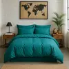 Baton Rouge - Housse de couette en percale de coton lavé bleu canard 240x220 cm