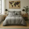Baton Rouge - Housse de couette en percale de coton lavé gris perle 240x220 cm