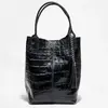 1987 by Abaco - Sac cabas en Cuir croco Star noir - 37x25x35 cm OS