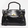 1987 by Abaco - Sac à main en Cuir Elysa noir - 34.5x22x14 cm OS