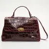 1987 by Abaco - Sac à main en Cuir façon croco Lisa bordeaux - 25x38x1...