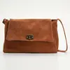 1987 by Abaco - Sac bandoulière en Velours de Cuir Ana camel - 37x25x1...